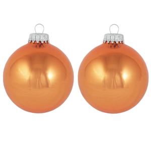 Krebs kerstballen - 16x st - oranje - 7 cm - glas - orange crunch