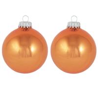 Krebs kerstballen - 16x st - oranje - 7 cm - glas - orange crunch