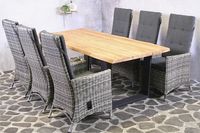 Tuinset Ferro - 6 wicker stoelen met teakhouten tafel - thumbnail