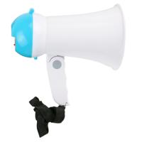 Mister Gadget Megafoon - mini model - kunststof - 16 x 10 cm - wit/blauw - aandacht / supporters