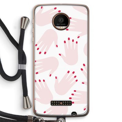 Hands pink: Motorola Moto Z Force Transparant Hoesje met koord
