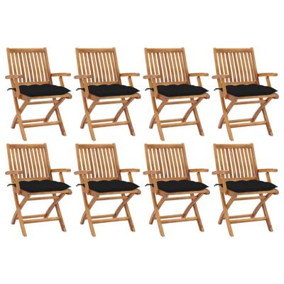 Tuinstoelen 8 st inklapbaar met kussens massief teakhout