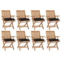 Tuinstoelen 8 st inklapbaar met kussens massief teakhout