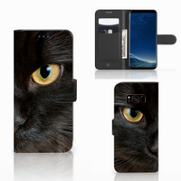 Samsung Galaxy S8 Telefoonhoesje met Pasjes Zwarte Kat - thumbnail