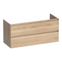 Brauer Inspire - Onderkast - 120 cm - met 2 Softclose Lades Greeploos en 2 Sifon Uitsparingen - Lamellen Eiken Naturel