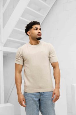 Pure Path Knitted T-Shirt Heren Beige - Maat XL - Kleur: Beige | Soccerfanshop