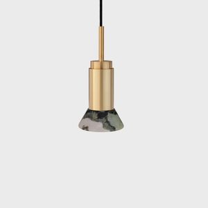 Anour Donya Onyx Trapeze Hanglamp - Gemixte kap - Geborsteld messing