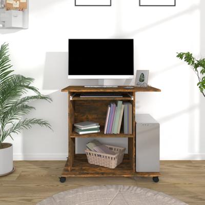 Computerbureau 80x50x75 cm bewerkt hout gerookt eikenkleurig