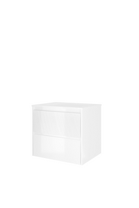 Proline polystone Elegant badmeubelset met wastafelonderkast met 2 lades en polystone wastafel zonder kraangat 60 x 54,5 x 46 cm, glanzend wit /