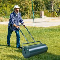 Graswals Handwals 63 L Tuinroller met Handgreep Ø 30 cm Vulbaar met Water/Zand Zware Trommel Grasroller voor Gazon Tuin Groen - thumbnail