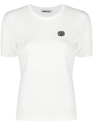 AMBUSH EMBLEM SLIM FIT T-SHIRT OFF WHITE BLACK - Tons neutres