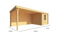 Blokhut met overkapping Els 550 cm bij 250 cm diep Lessenaarsdak - Warentuin collection Blokhut met overkapping Els 550 cm bij 250 cm diep Lessenaarsdak - Warentuin collection