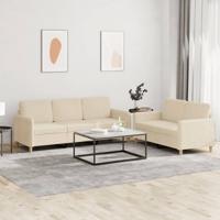 2-delige Loungeset met kussens stof crèmekleurig