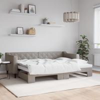 Slaapbank met onderschuifbed 80x200 cm stof taupe