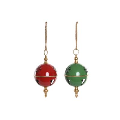 Kerstbal Home ESPRIT Rood Groen Gouden Metaal (2 Stuks)