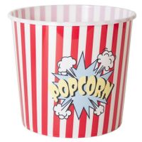 Popcorn bak - rood/wit - kunststof - D24 cm - 9 liter - herbruikbaar
