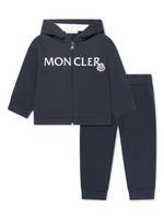 Moncler Enfant hoodie zippé à logo imprimé - Bleu - thumbnail