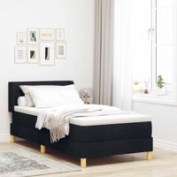 Boxspring bed Zwart en Wit en Zwart 100 x 200 cm Stof
