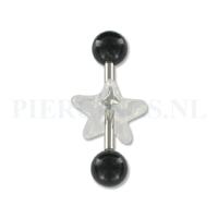 Tongpiercing acryl met donut ster zwart