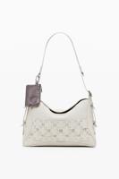 Middelgrote handtas met patches en studs - BROWN - U