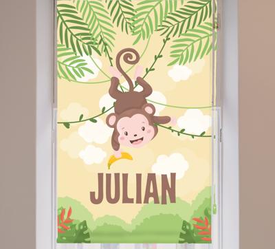 Rolgordijn babykamer Kleine aap op tak