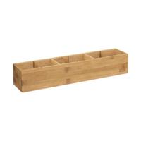 5Five Lade/kast/badkamer organizer - 3 vaks - L38 x B8 x H7 cm - bamboe hout - lichtbruin - Opbergmanden