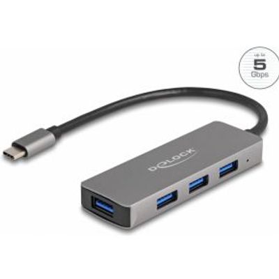 DeLOCK 63173 interface hub USB 3.2 Gen 1 (3.1 Gen 1) Type-C 5000 Mbit/s Zwart