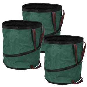 Progarden pop- 3x -up tuinafvalzak - opvouwbaar - rond - groen - 85 liter - bladeren opruimen