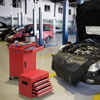 2-In-1 Mobiele Gereedschapswagen met 8 Schuifladen en Slot en Haken Afneembare Gereedschapskast Metaal op Wielen Rood/Zwart 2-In-1 Mobiele Gereedschapswagen met 8 Schuifladen en Slot en Haken Afneembare Gereedschapskast Metaal op Wielen Rood/Zwart