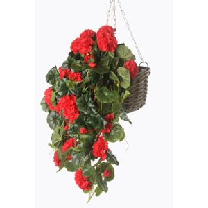 Rode geranium hangplant kunstplanten 70 cm   -