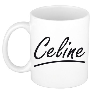 Naam cadeau mok / beker Celine met sierlijke letters 300 ml