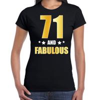 71 jaar and fabulous tekst - verjaardag cadeau t-shirt - zwart - voor dames