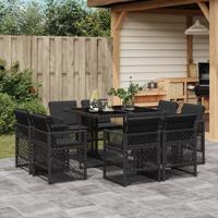 9-delige Tuinset poly rattan zwart