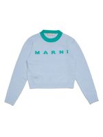 Marni Kids pull en maille à logo imprimé - Bleu - thumbnail