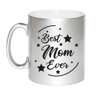 Zilveren Best Mom Ever cadeau koffiemok / theebeker 330 ml Zilveren Best Mom Ever cadeau koffiemok / theebeker 330 ml