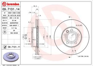 Remschijf BREMBO, Remschijftype: Binnen geventileerd, u.a. für VW