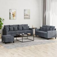 3-delige Loungeset met kussens fluweel donkergrijs
