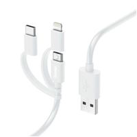 Hama Laad/synchrokabel 3 in 1 met micro USB/USB type-C/lightning 1m Oplader Wit Hama Laad/synchrokabel 3 in 1 met micro USB/USB type-C/lightning 1m Oplader Wit