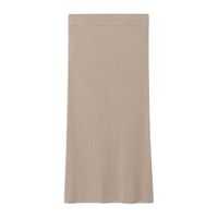 Mango ribgebreide rok beige - thumbnail