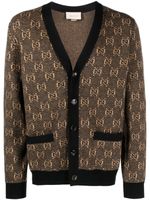 Gucci cardigan à logo en jacquard - Marron - thumbnail