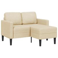2-zitsbank met ligstoel L-vormig crmekleurig stof 125 cm