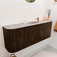 Toiletmeubel Mondiaz Joya Dlux | 113.2 cm | Meubelkleur Walnut | Faye wastafel Glace Wasbak Midden | 1 kraangat
