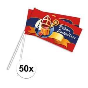 Sinterklaas zwaaivlaggetjes - 50x stuks - plastic - handvlaggetjes - Intocht