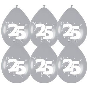 Ballonnen &apos;25&apos; Zilver - 6 stuks