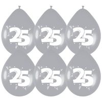 Ballonnen '25' Zilver - 6 stuks