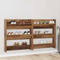 Wand Schoenenkasten met plank 2 pcs Oud hout Bewerkt hout