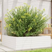 VidaXL Plantenbak 80x80x23 cm massief grenenhout wit