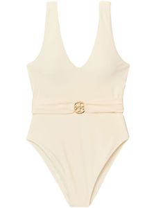 Tory Burch maillot de bain Miller à col plongeant - Blanc