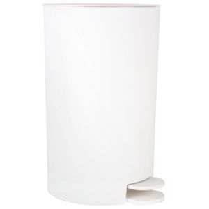 Prullenbak/pedaalemmer - kunststof - wit - 3 liter - 15 x 27 cm - Badkamer/toilet