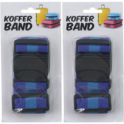 Kofferriem/bagageriem - 2x - 180 cm - blauw